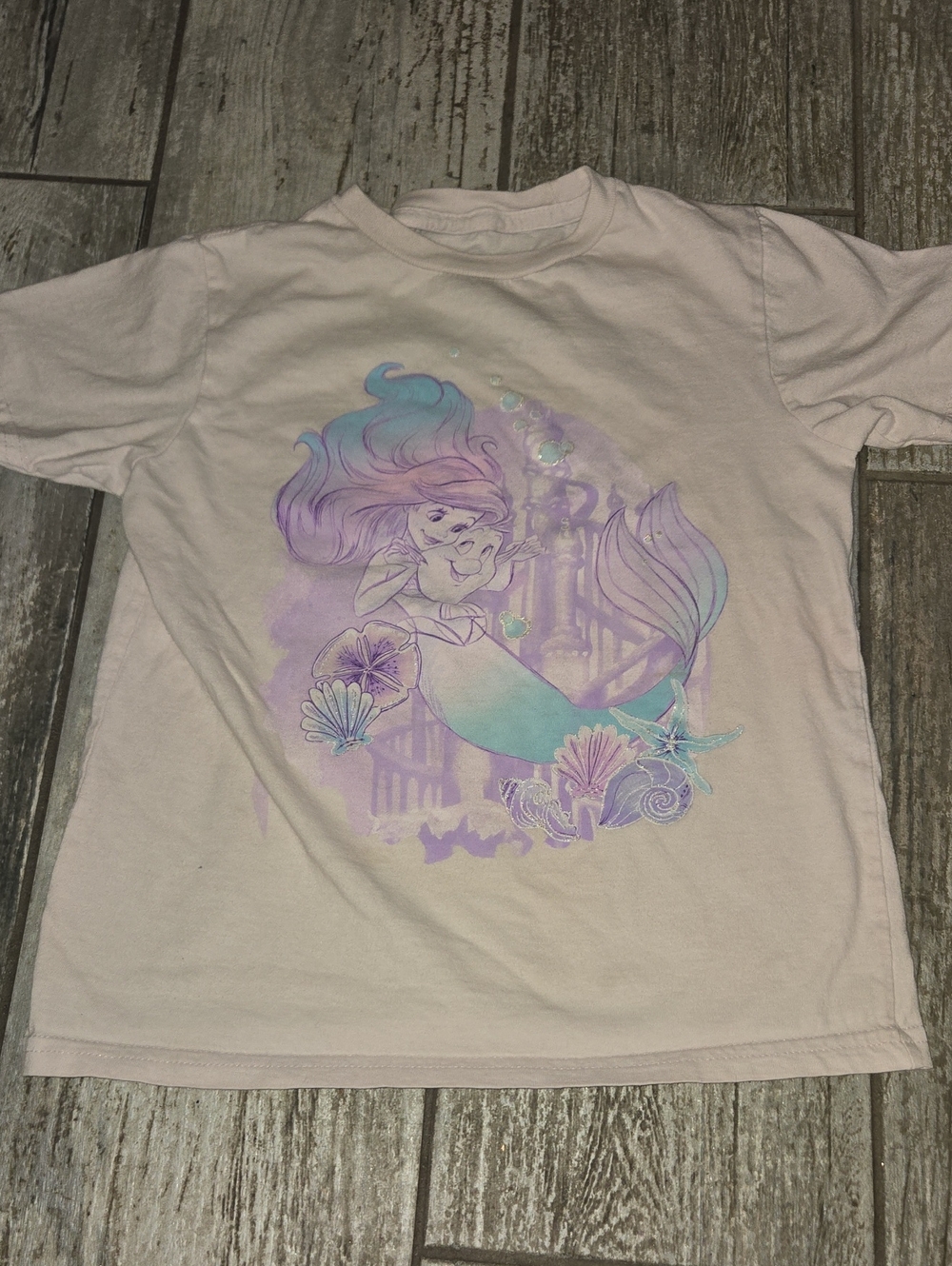 Disney Store Girls' Pastel Mermaid Graphic Tee - Light Purple